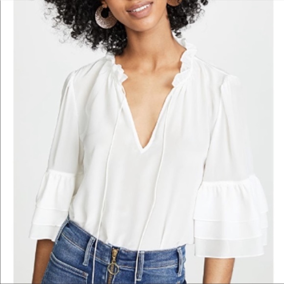 Alice + Olivia Tops - Alice + Olivia Julius Ruffle Sleeve Silk Blouse